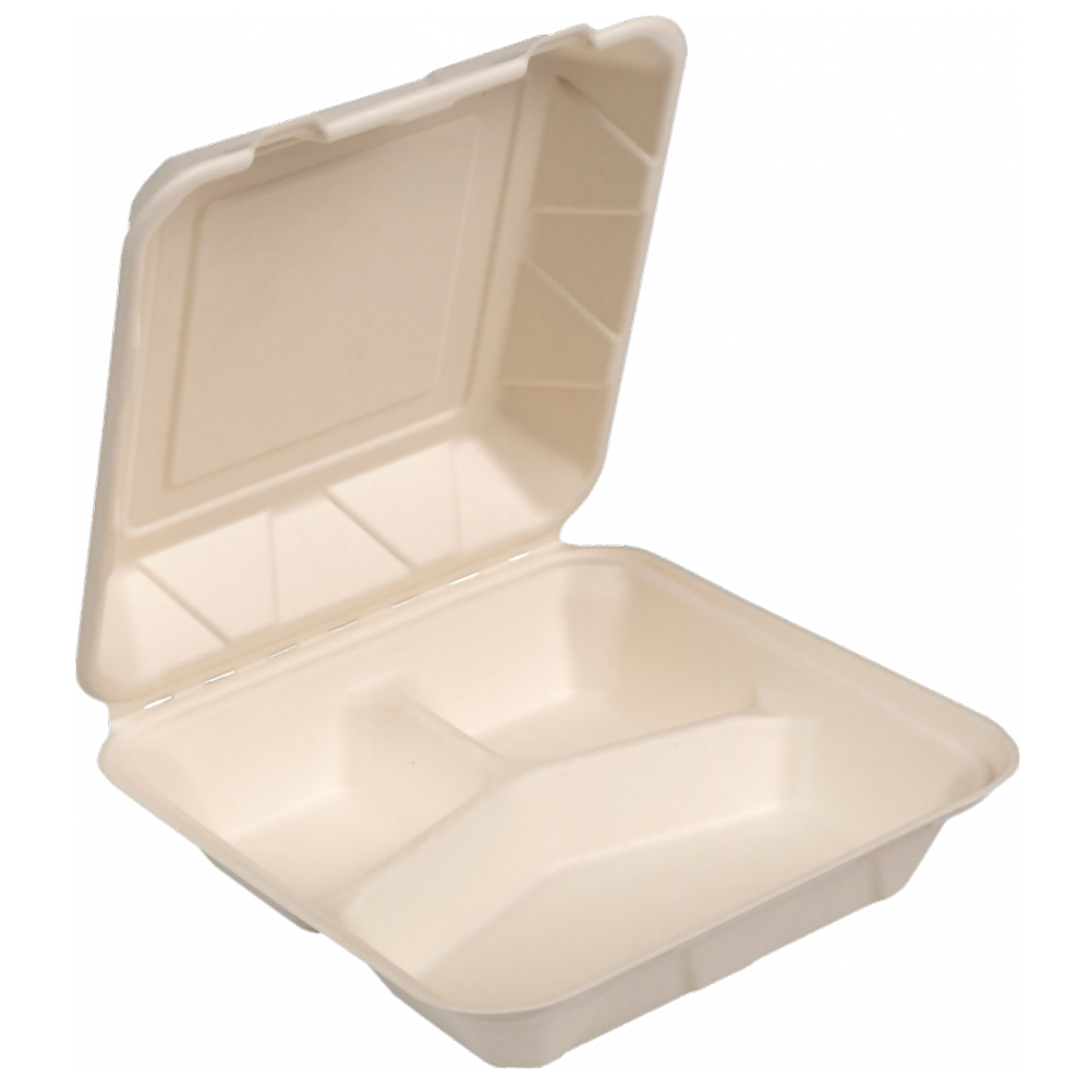 9in clamshell, white molded fiber